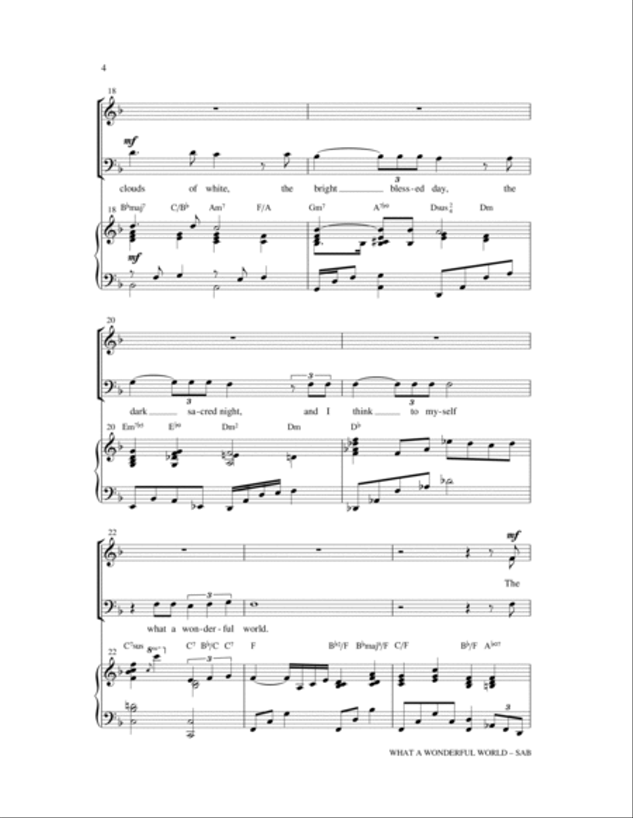 What A Wonderful World 3-Part scores gallery preview page 4
