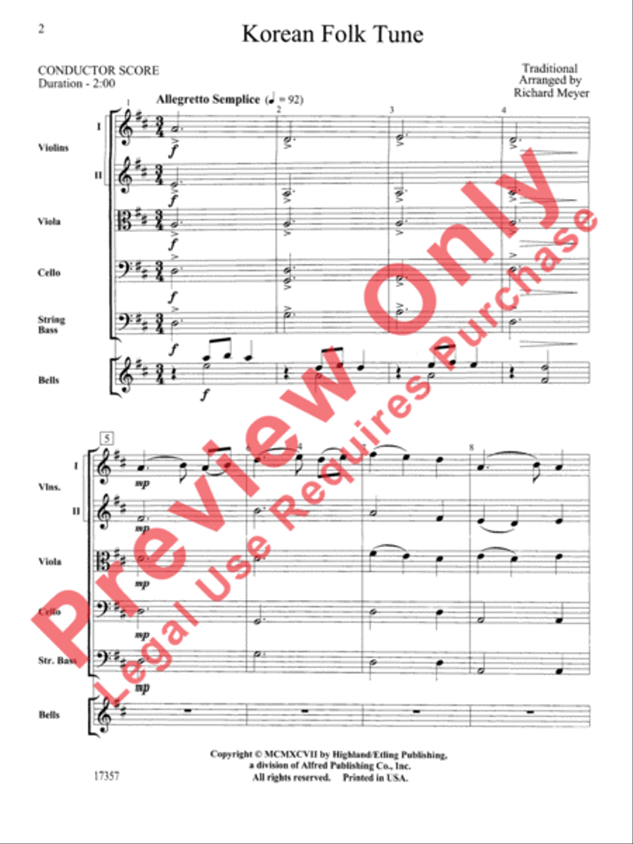 Korean Folk Tune String Orchestra scores gallery preview page 3