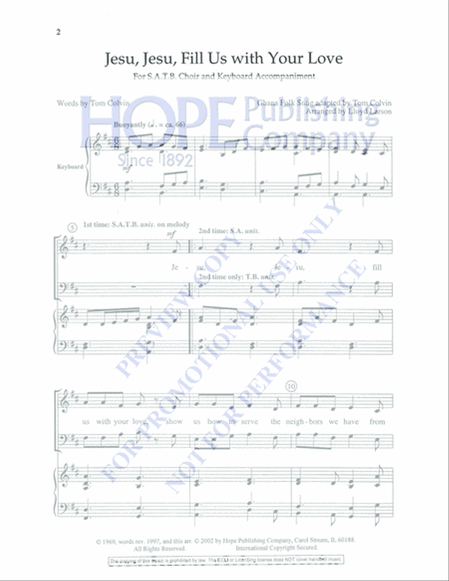 Jesu, Jesu, Fill Us With Your Love 4-Part scores gallery preview page 2