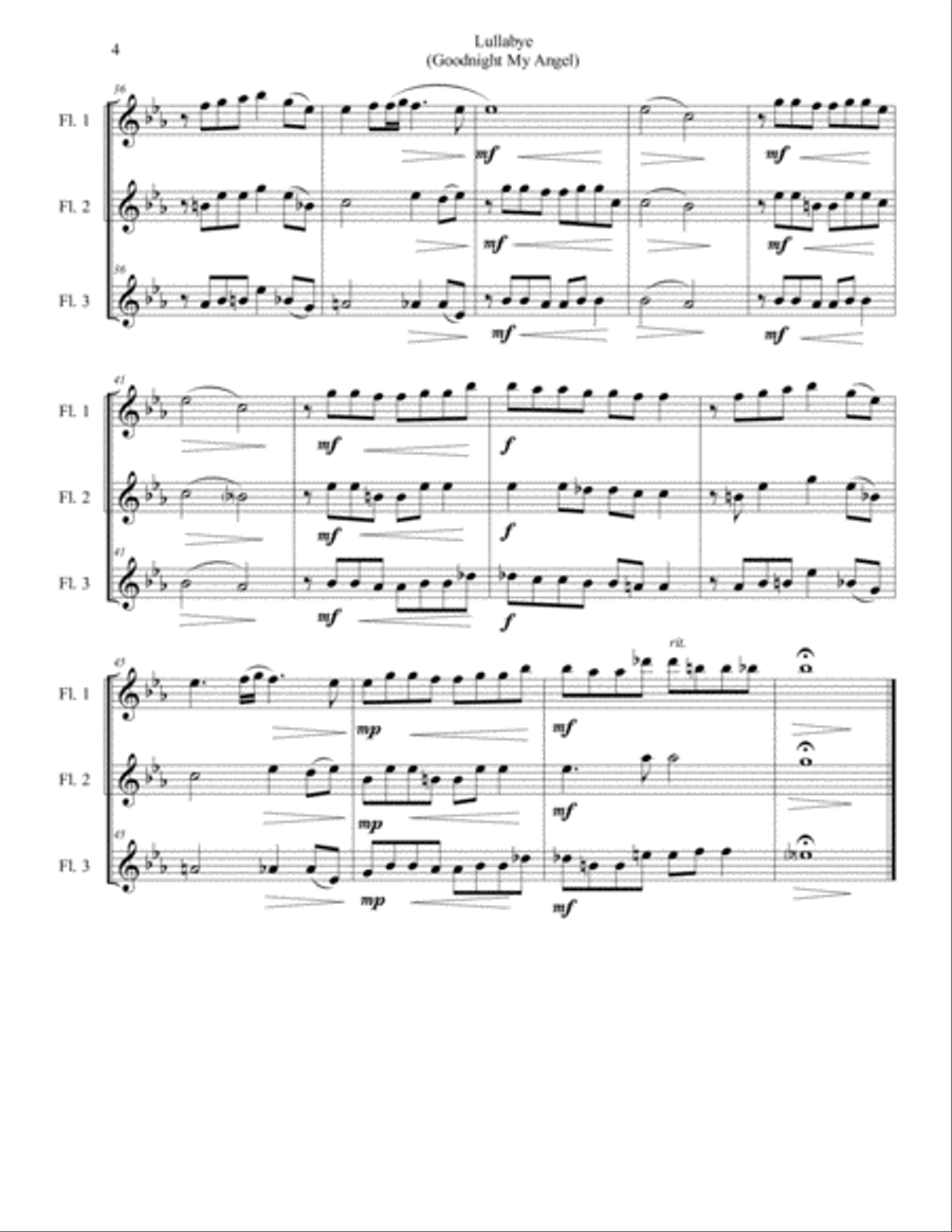 Lullabye (Goodnight, My Angel) Woodwind Trio scores gallery preview page 4
