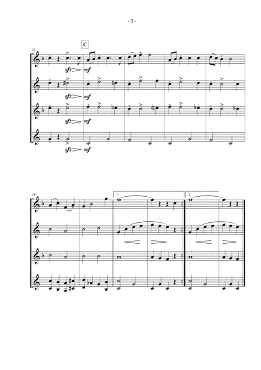 Santa Claus Is Comin' To Town Saxophone Quartet scores gallery preview page 4