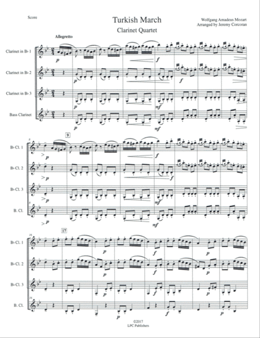 Turkish March for Clarinet Quartet Clarinet Quartet scores gallery preview page 2