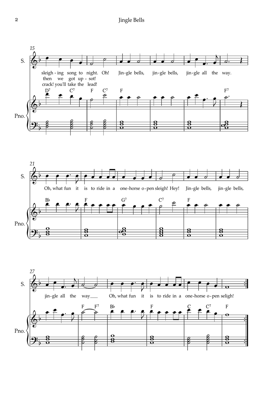 Jingle Bells Soprano Voice scores gallery preview page 2