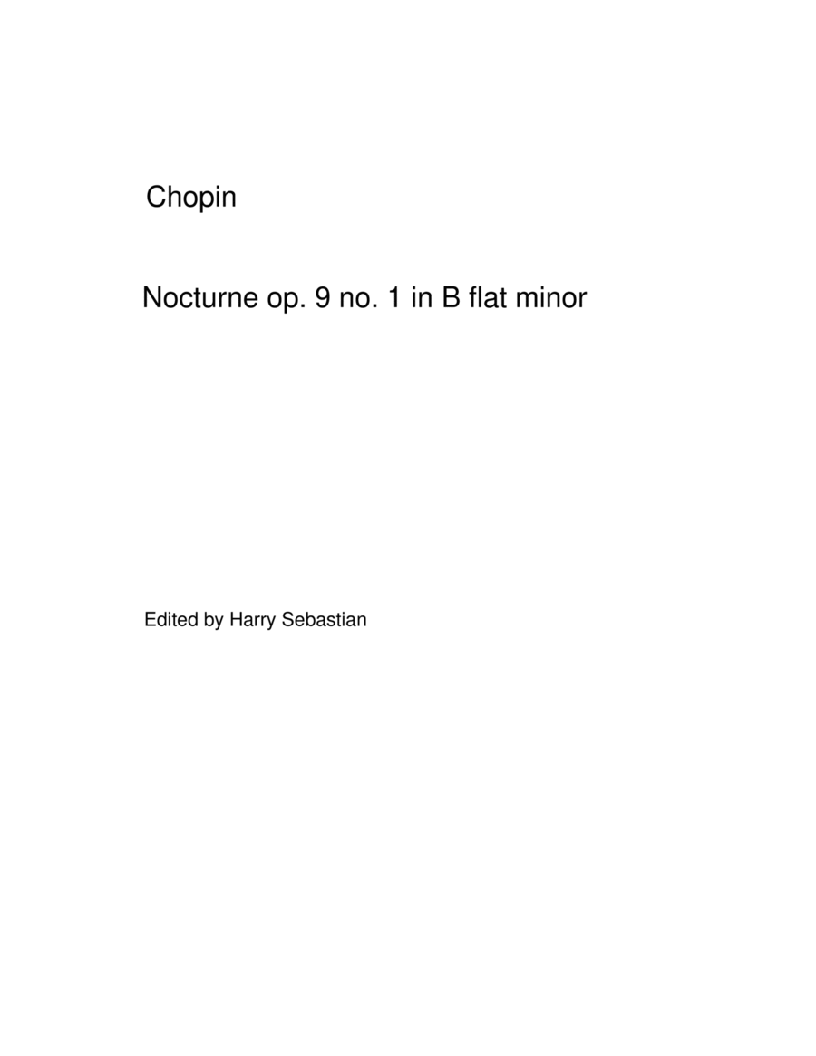 Chopin - Nocturne op. 9 no. 1 in B flat minor Piano Solo scores gallery preview page 1