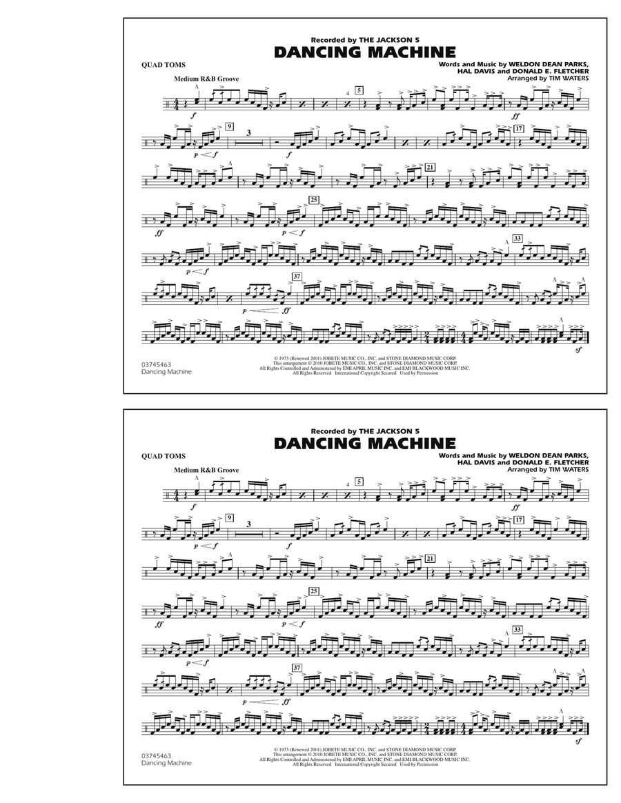 Dancing Machine - Quad Toms Marching Band scores gallery preview page 1