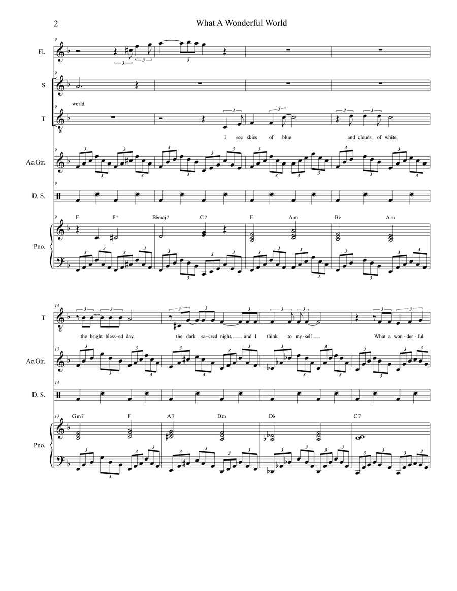 What A Wonderful World Tenor Voice scores gallery preview page 2