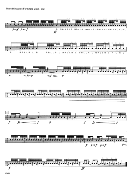 Three Miniatures For Snare Drum by John H. Beck Percussion - Sheet Music