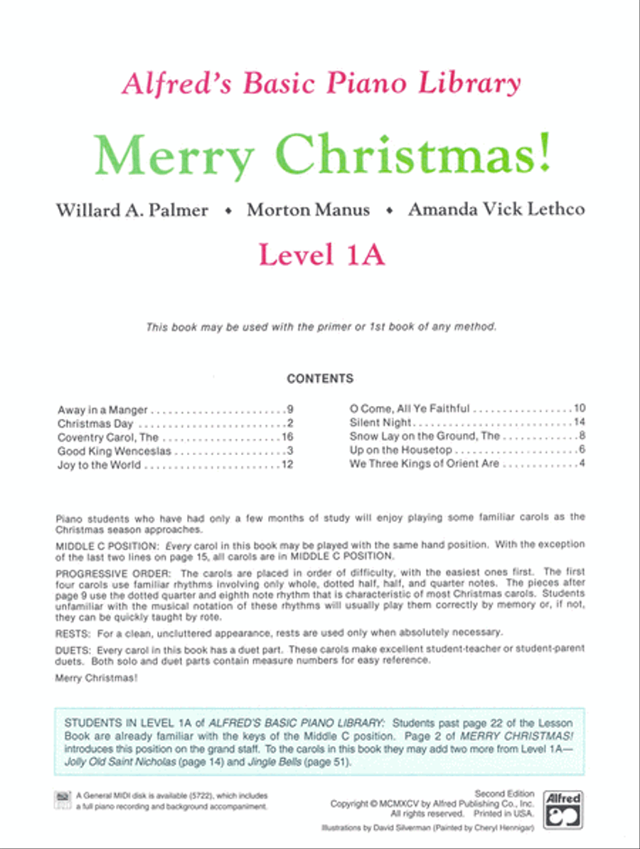 Alfred's Basic Piano Course Merry Christmas!, Level 1A Piano Method scores gallery preview page 2