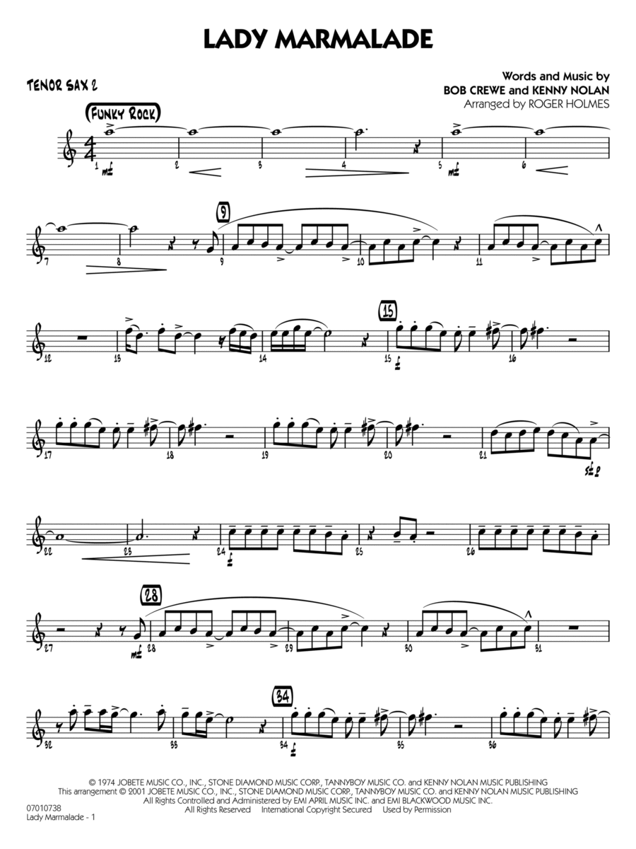Lady Marmalade (from Moulin Rouge) (arr. Roger Holmes) - Tenor Sax 2 Jazz Ensemble scores gallery preview page 1