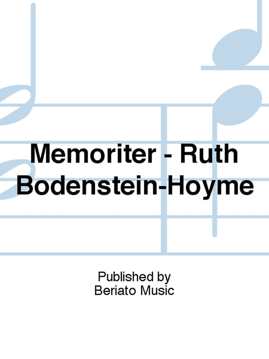 Memoriter - Ruth Bodenstein-Hoyme