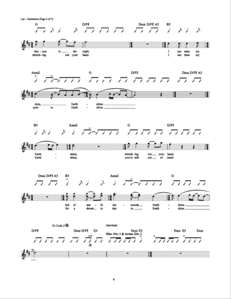 Earthshine Earthshine Electric Guitar scores gallery preview page 4