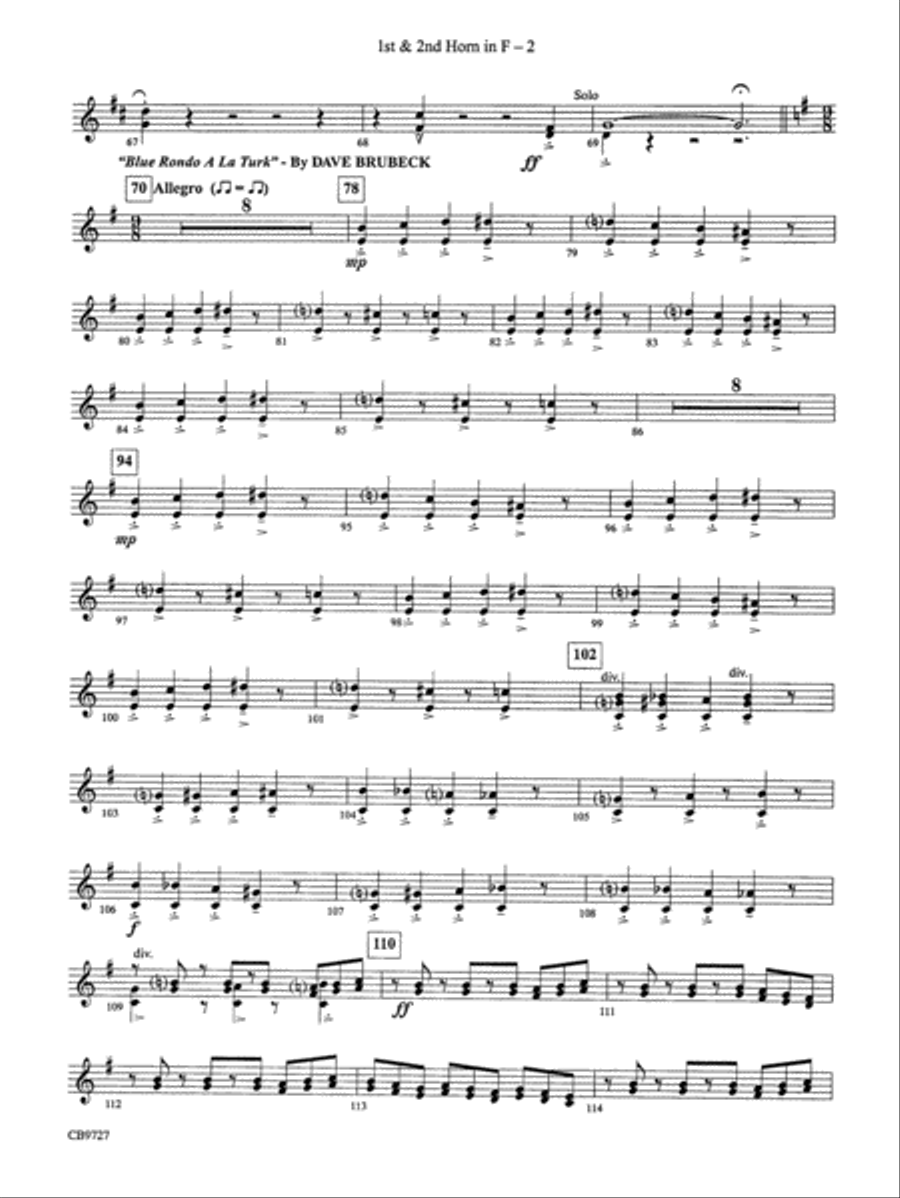 Dave Brubeck: It's About Time: 1st & 2nd F Horns Concert Band scores gallery preview page 2