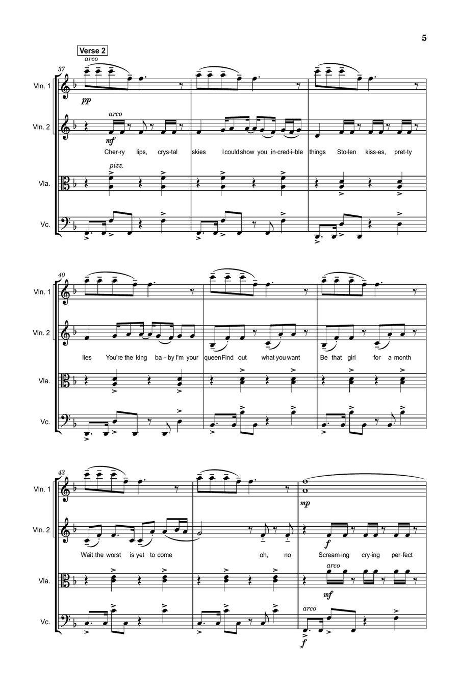 Blank Space String Quartet scores gallery preview page 5