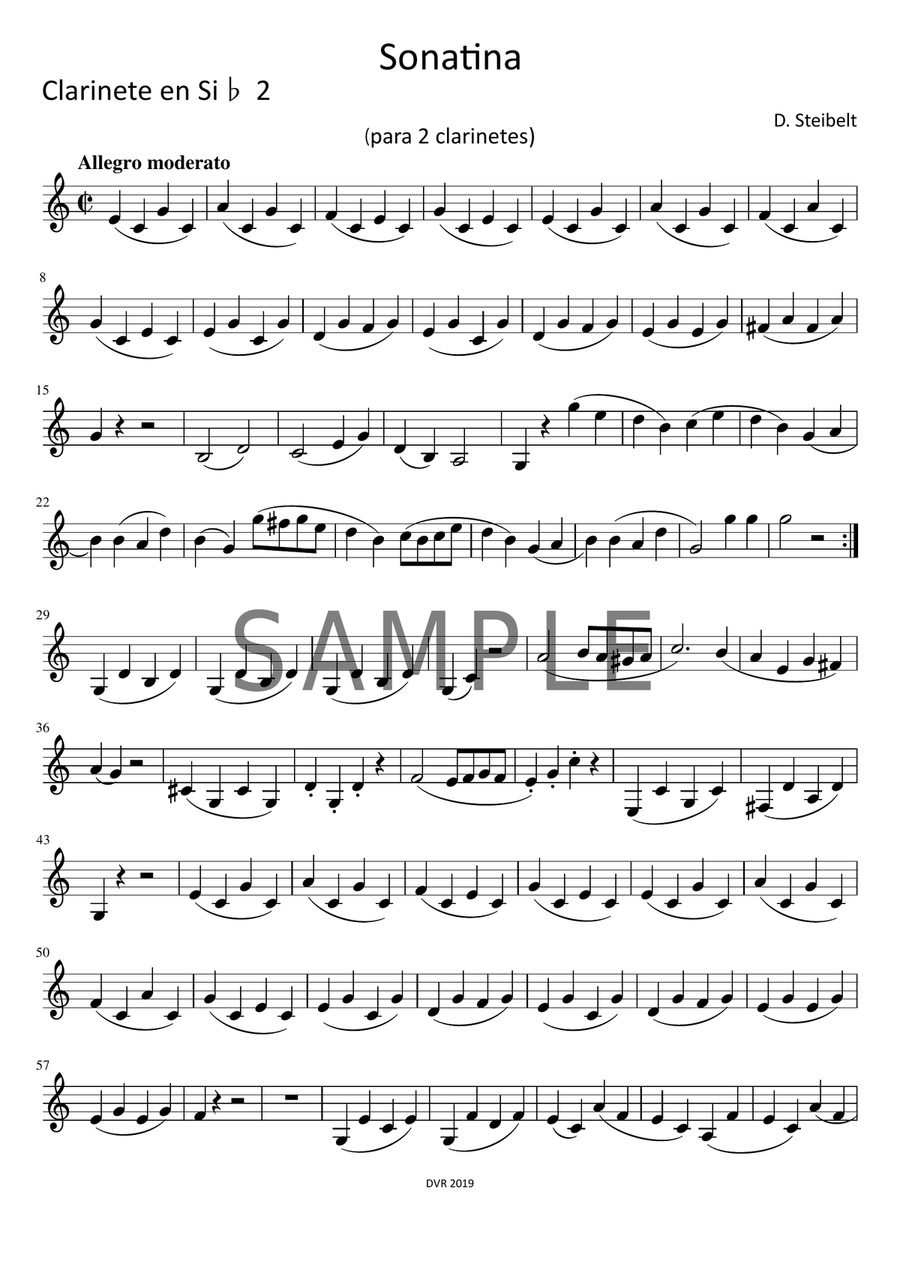 Steibelt Sonatina for 2 Clarinets Clarinet Duet scores gallery preview page 4