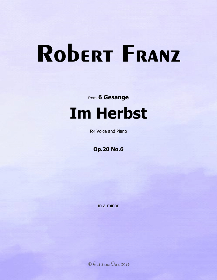 Im Herbst, by Robert Franz, in a minor Voice scores gallery preview page 1