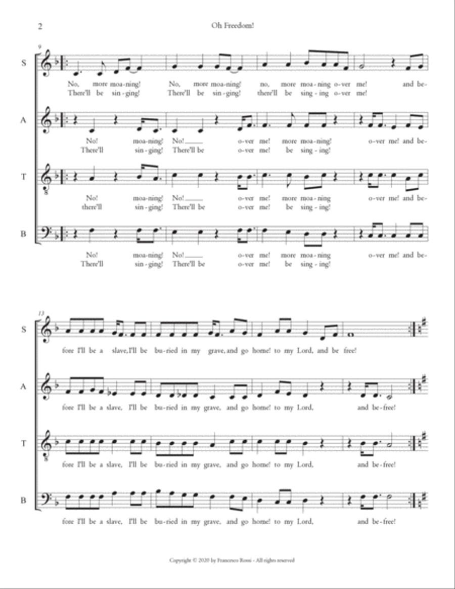 Oh, Freedom! Oh, Freedom! 4-Part scores gallery preview page 2