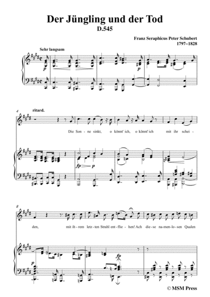 Schubert-Der Jüngling und der Tod,in c sharp minor,D.545,for Voice and Piano image number null