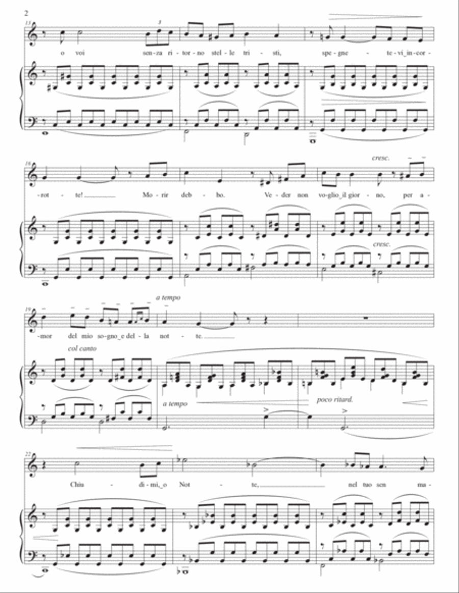 TOSTI: L'alba sepàra dalla luce l'ombra (transposed to C major) Voice scores gallery preview page 3