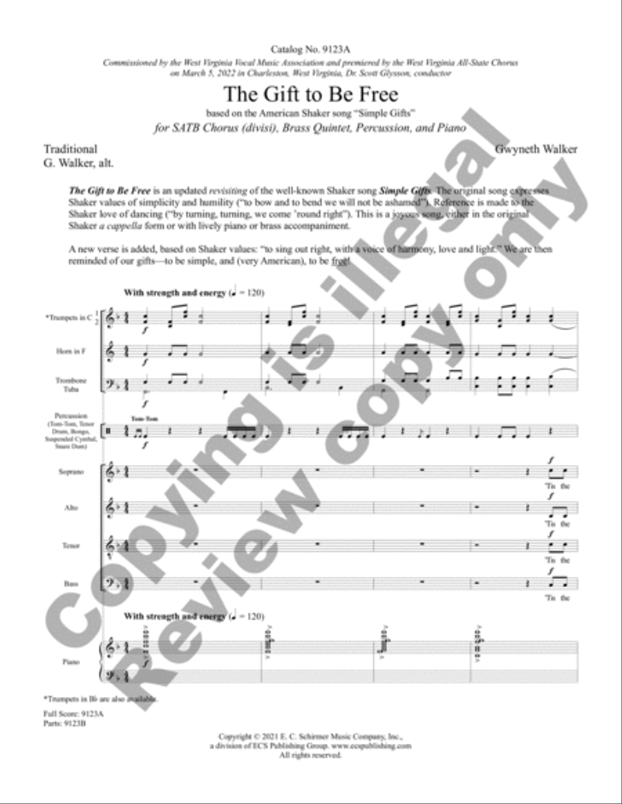 The Gift to Be Free (Full Score)