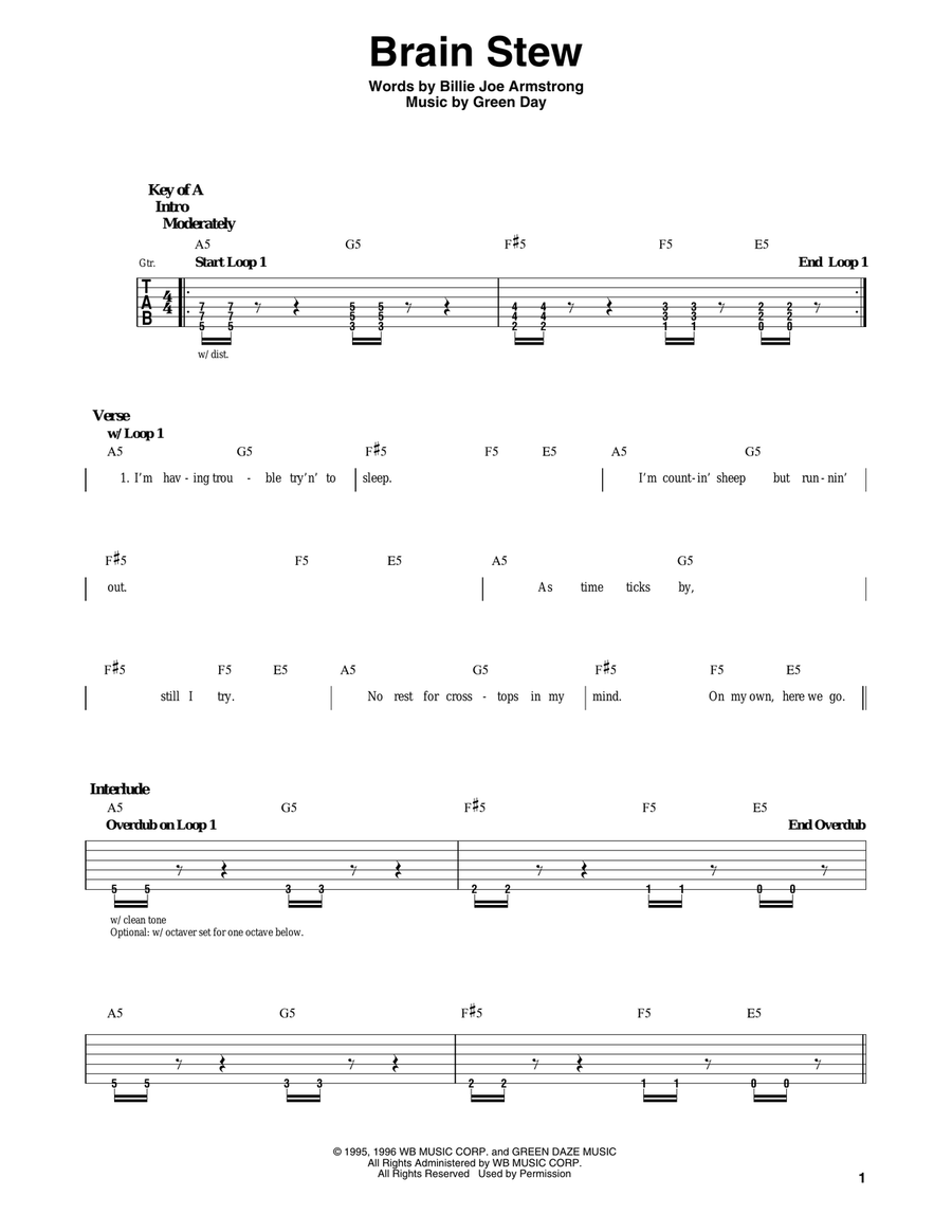 Brain Stew Acoustic Guitar scores gallery preview page 1
