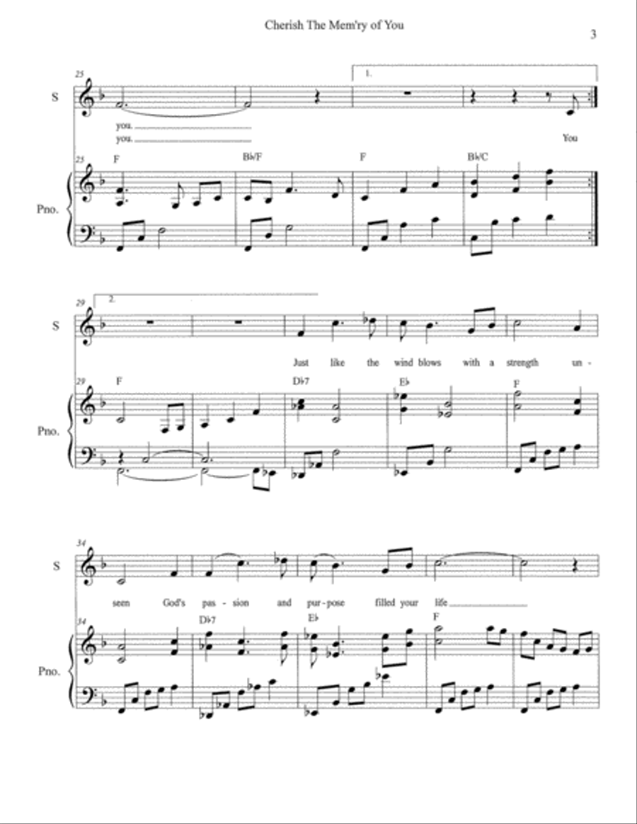 Cherish The Mem'ry Of You High Voice scores gallery preview page 3