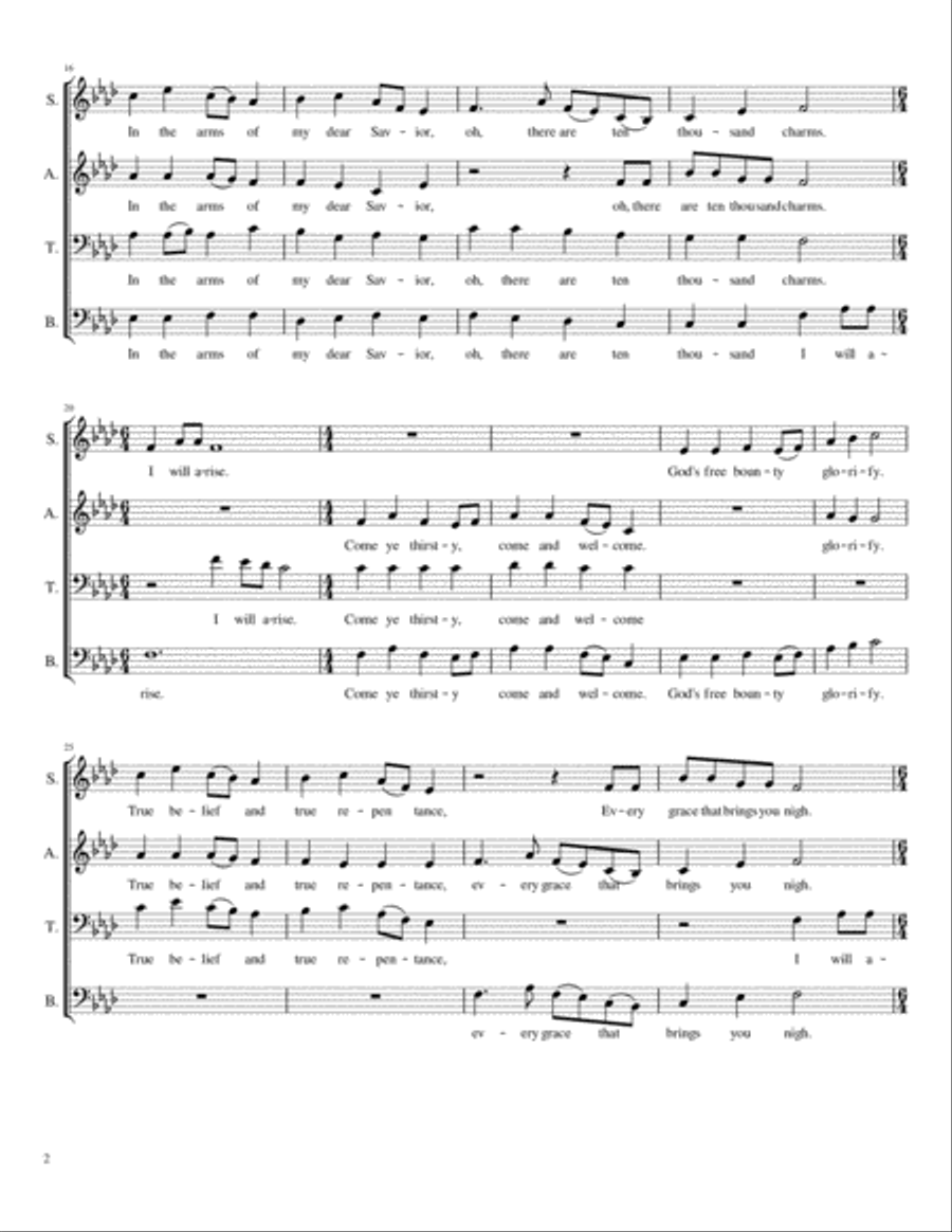 I Will Arise (Come, Ye Sinners) 4-Part scores gallery preview page 2