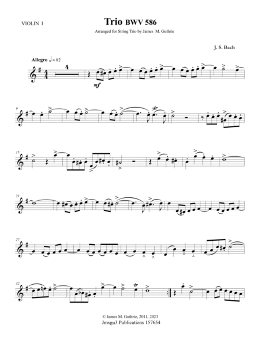 J. S. Bach: String Trio BWV 586 String Trio scores gallery preview page 6