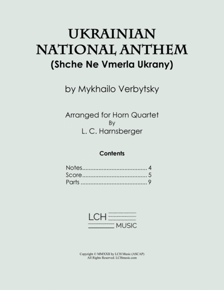 Ukrainian National Anthem for Horn Quartet (Shche Ne Vmerla Ukrany) image number null