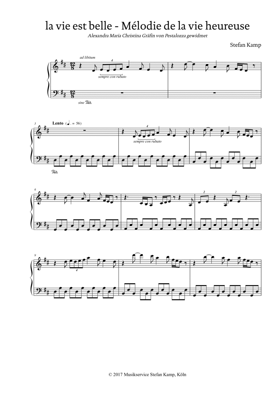 Mélodie de la vie heureuse (La vie est belle) Piano Solo scores gallery preview page 1