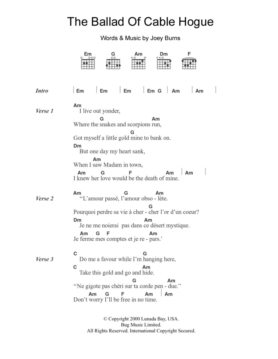 The Ballad Of Cable Hogue Electric Guitar scores gallery preview page 1