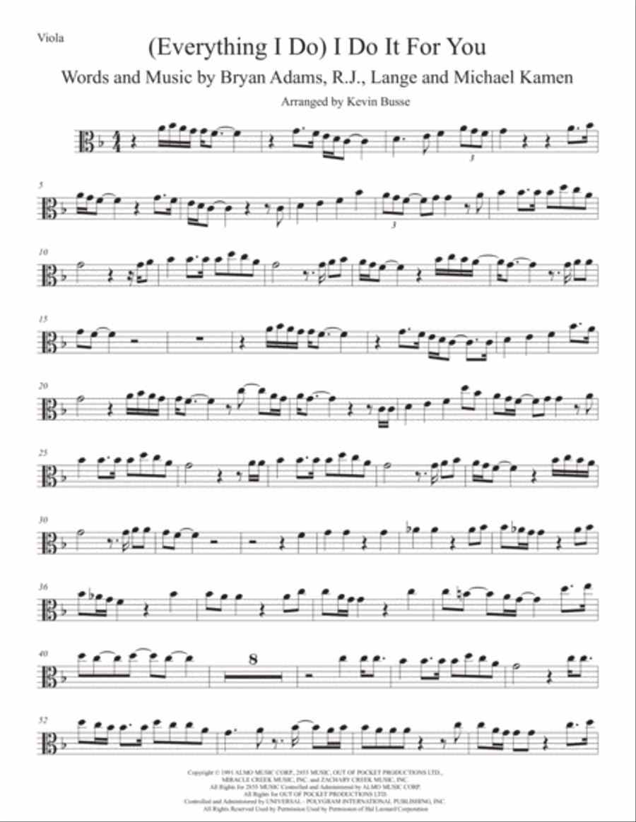 (Everything I Do) I Do It For You Viola Solo scores gallery preview page 1
