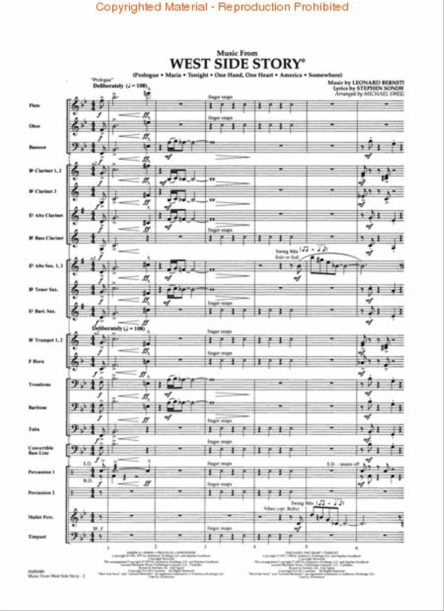 Music from West Side Story Concert Band scores gallery preview page 2
