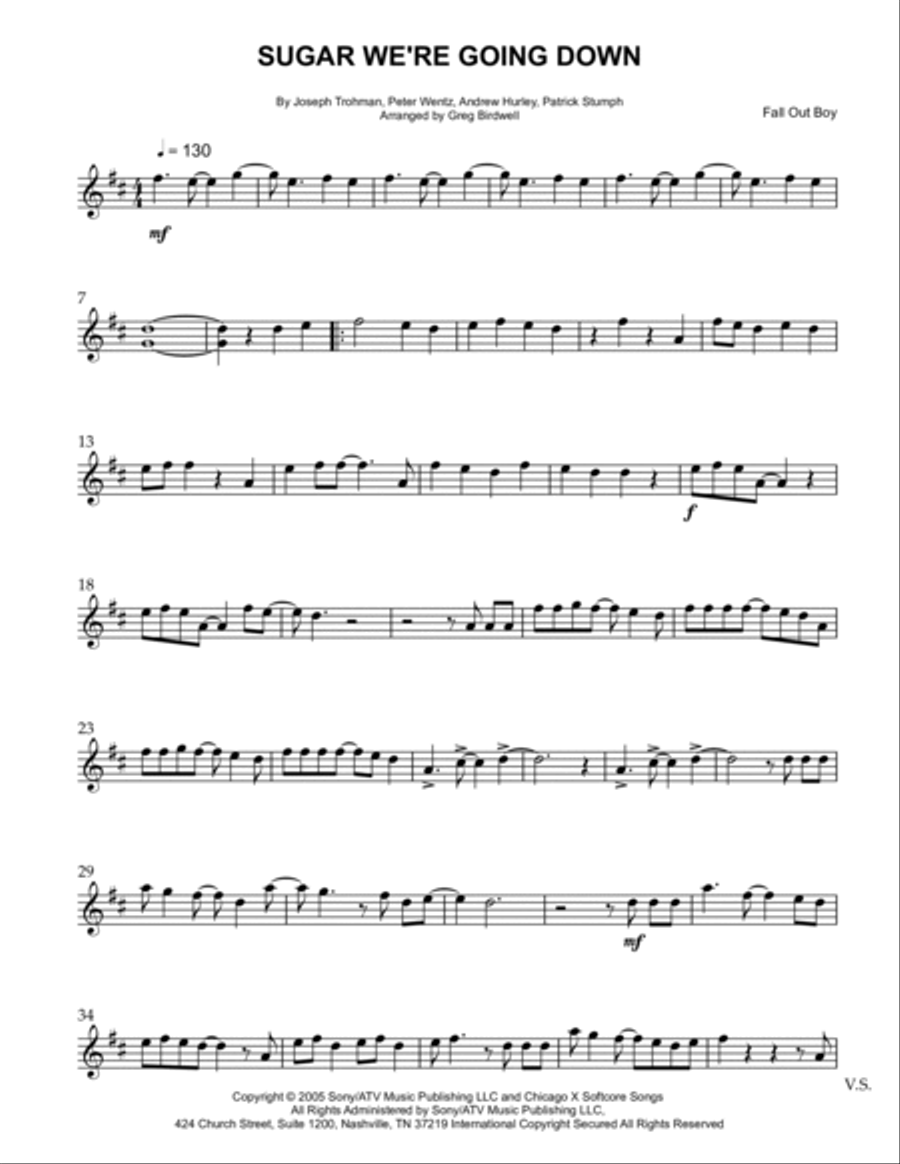 Sugar, We're Goin' Down String Duet scores gallery preview page 6