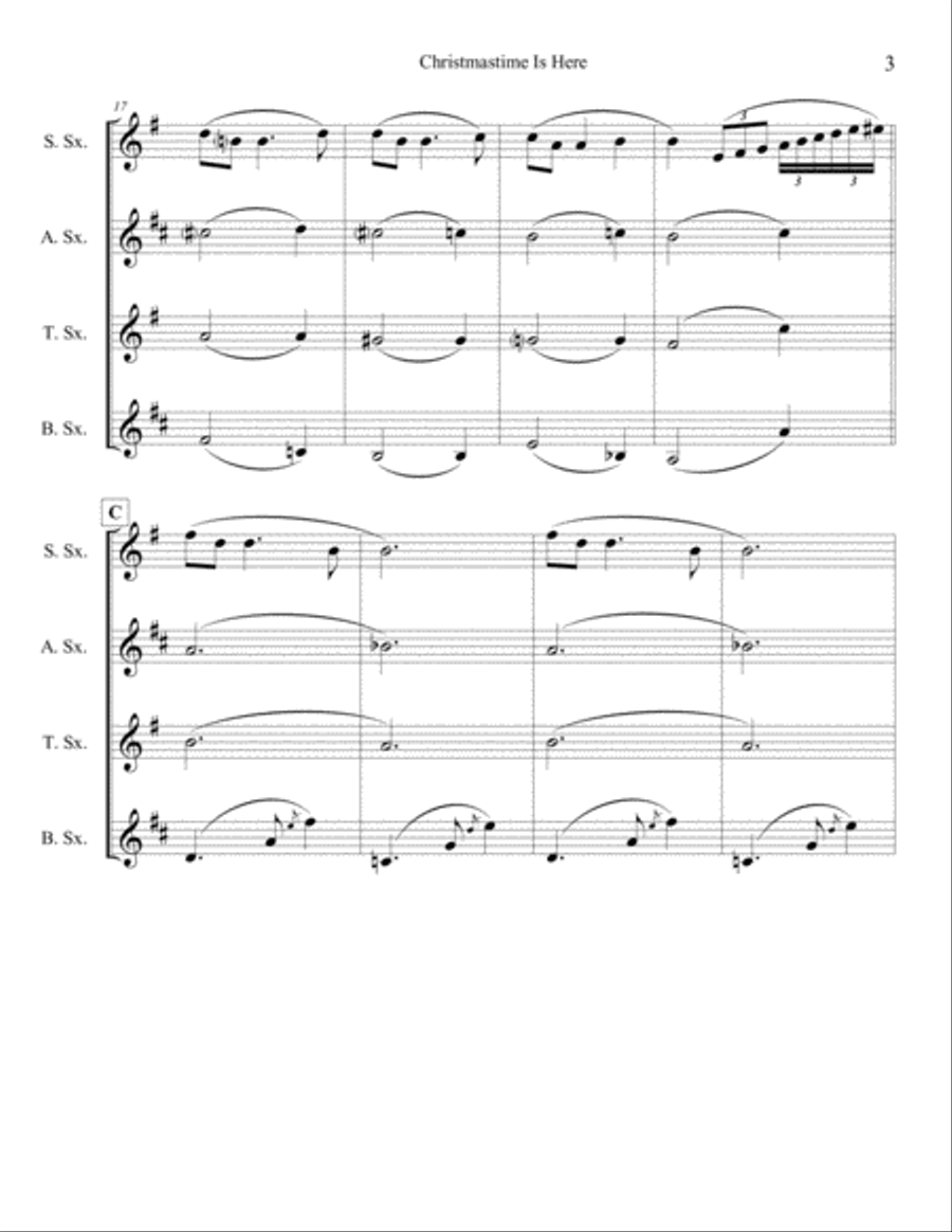 Christmas Time Is Here Woodwind Quartet scores gallery preview page 3