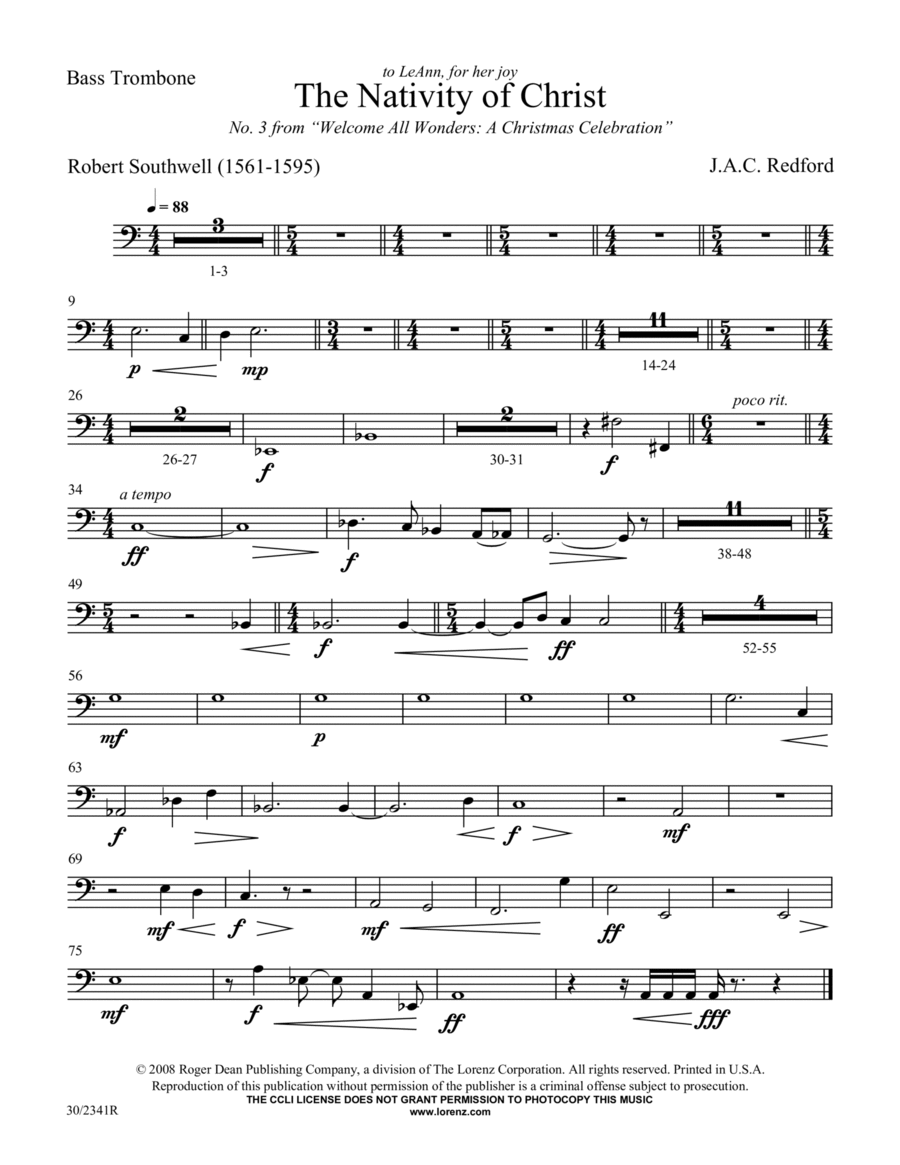 The Nativity of Christ - Bass Trombone Choir scores gallery preview page 1