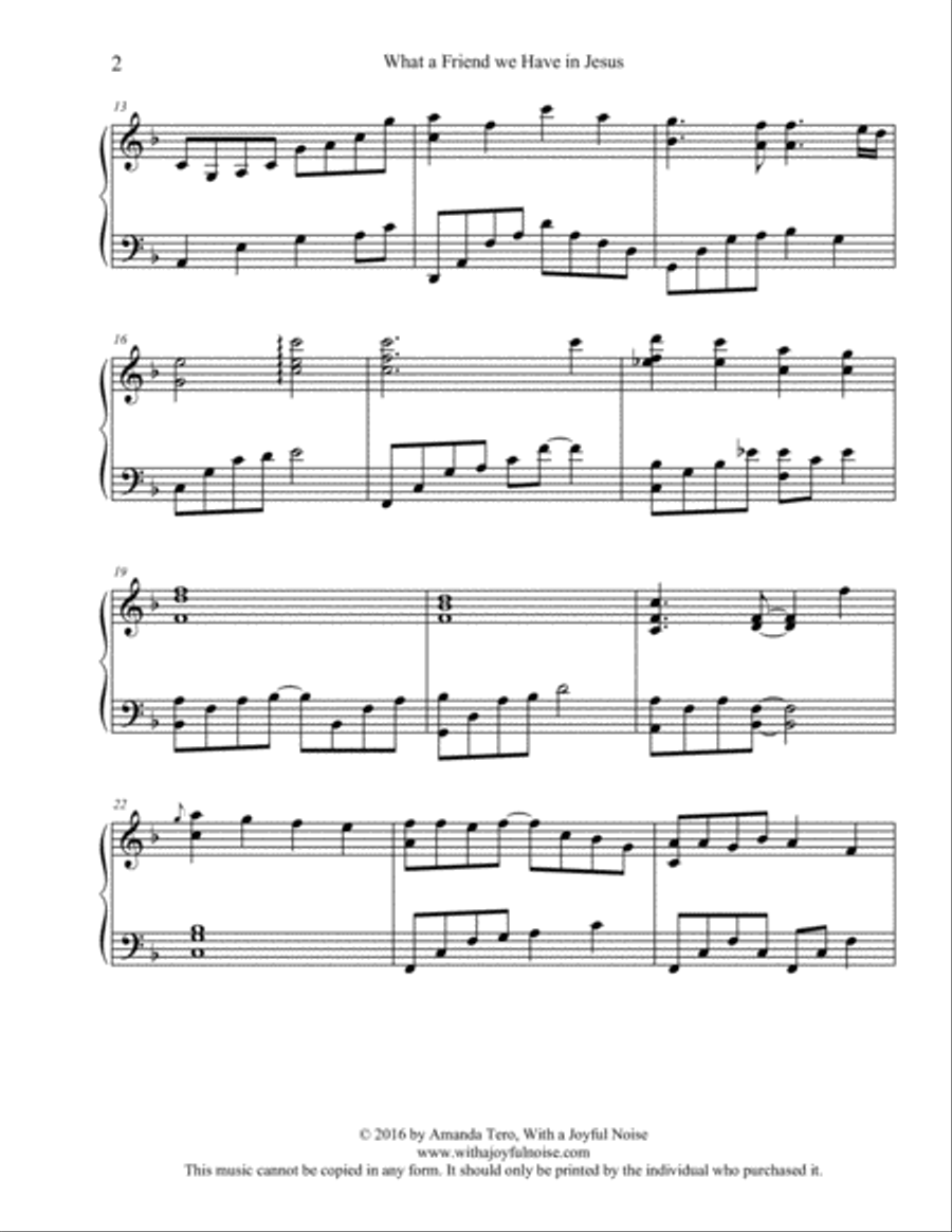What a Friend (we have in Jesus) Piano Solo scores gallery preview page 4