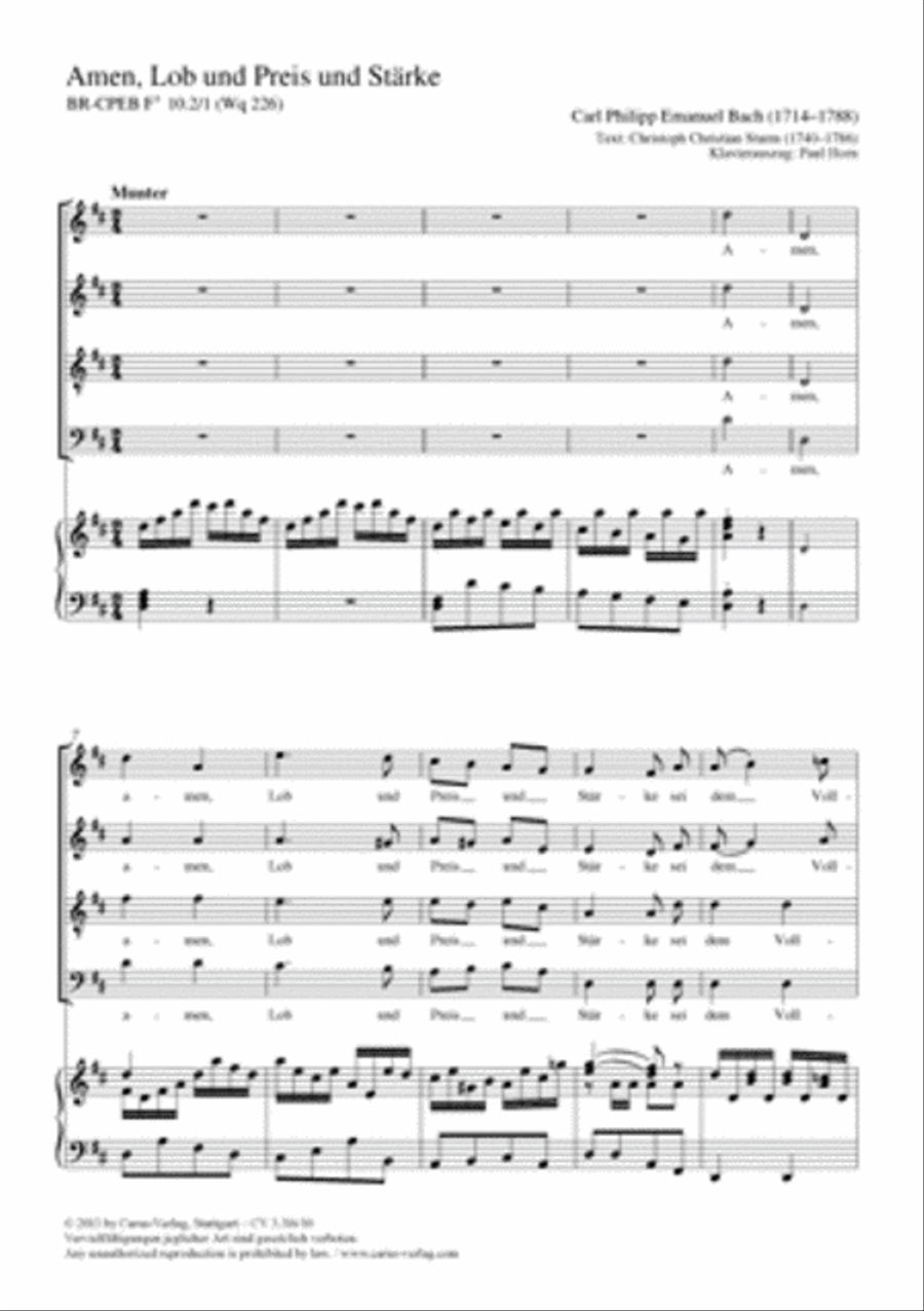 Amen, Lob und Preis und Starke 4-Part scores gallery preview page 1