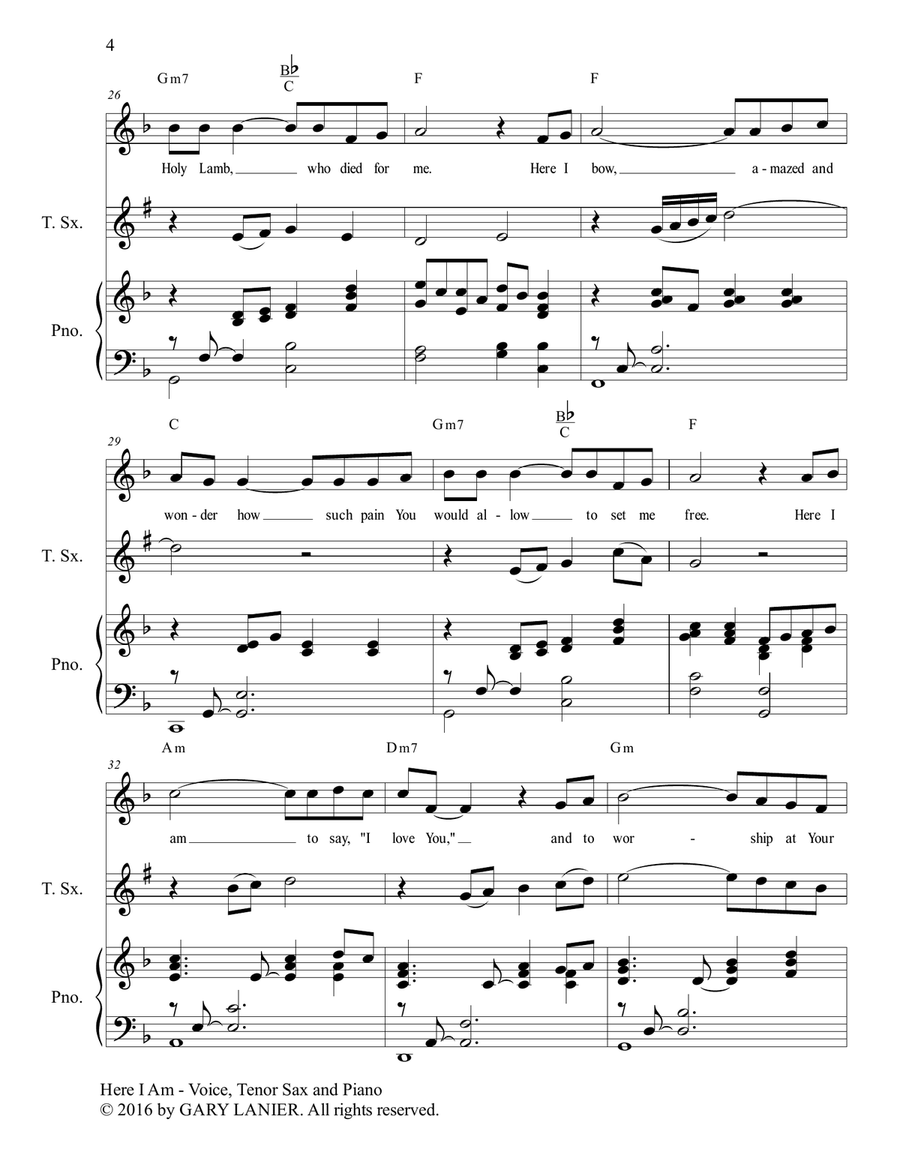 WORSHIP WITH GARY LANIER, Set 1 (Voice, Tenor Sax & Piano) Small Ensemble scores gallery preview page 6