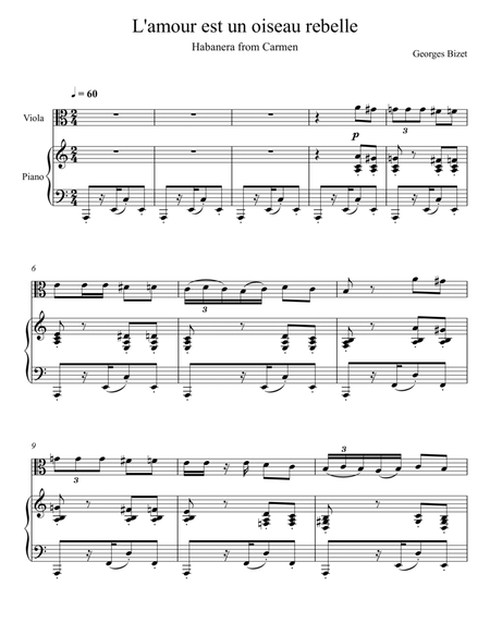 Georges Bizet - Habanera "L’amour est un oiseau rebelle" (Viola Solo) image number null