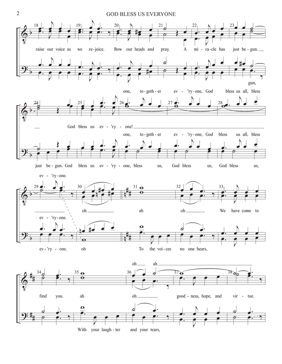 God Bless Us Everyone TTBB scores gallery preview page 2