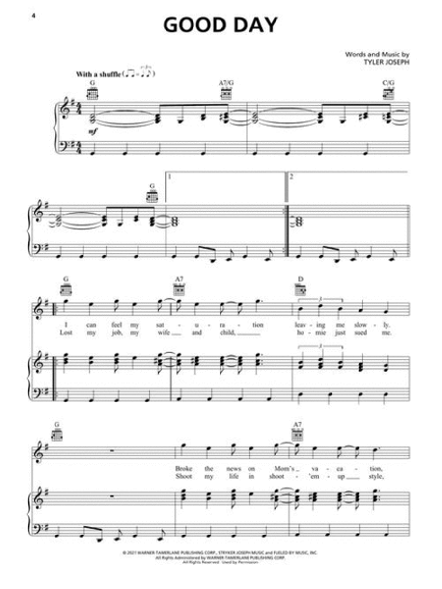 twenty one pilots – Scaled and Icy Piano, Vocal, Guitar scores gallery preview page 4
