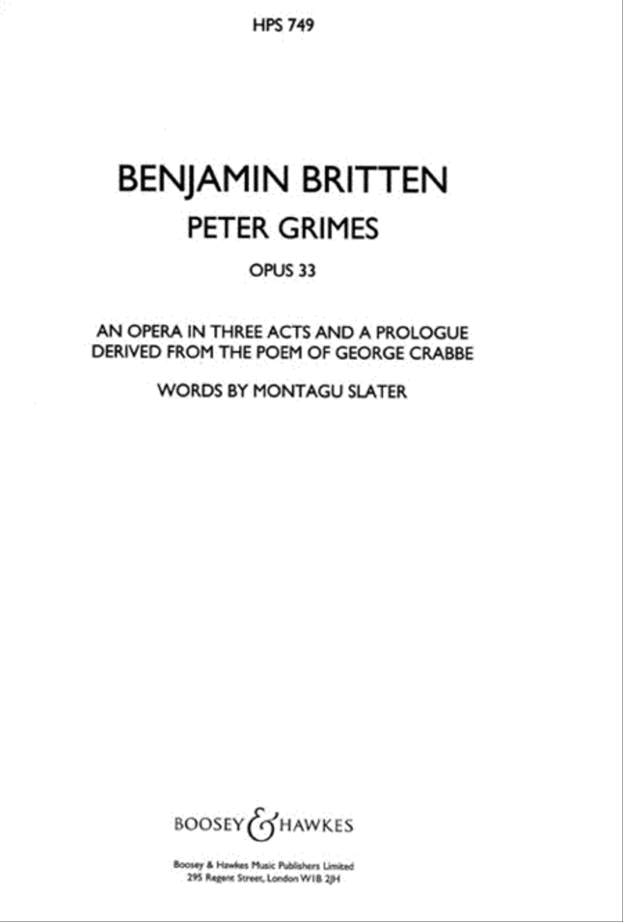 Peter Grimes, Op. 33 Orchestra scores gallery preview page 1