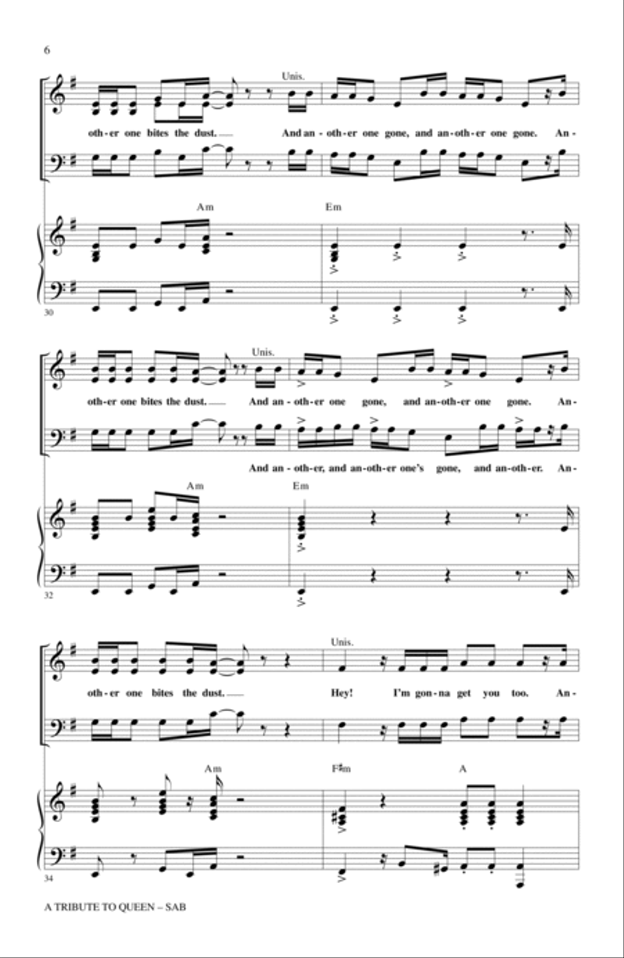 A Tribute To Queen (Medley) (arr. Mark Brymer) 3-Part scores gallery preview page 5