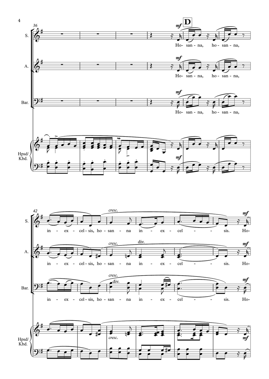 Hosanna In Excelsis Deo (SAB Choir/Piano) 3-Part scores gallery preview page 5