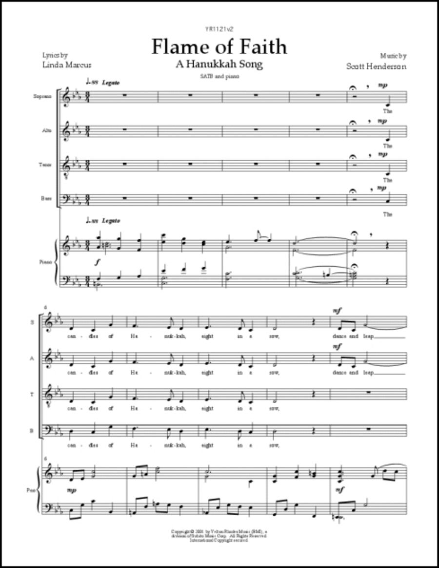 Flame of Faith (A Hanukkah Song) 4-Part scores gallery preview page 1