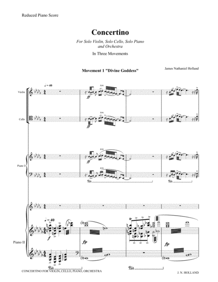 Concertino for Solo Violin, Solo Cello, Solo Piano and Orchestra (Orchestra Reduction and Parts) image number null