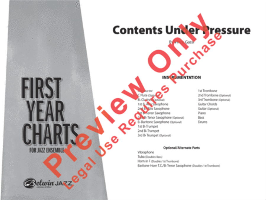 Contents Under Pressure Jazz Ensemble scores gallery preview page 2