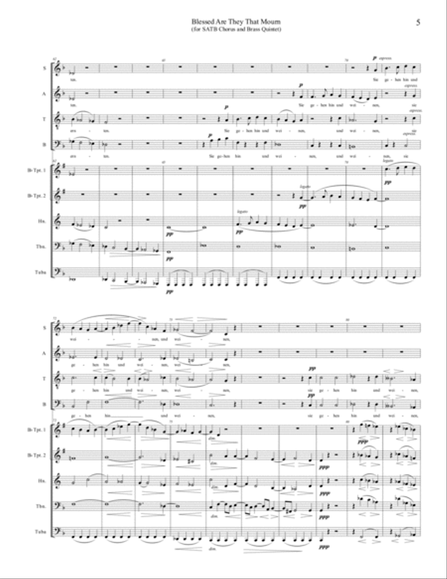 Blessed Are They That Mourn (for SATB Chorus and Brass Quintet) 4-Part scores gallery preview page 6