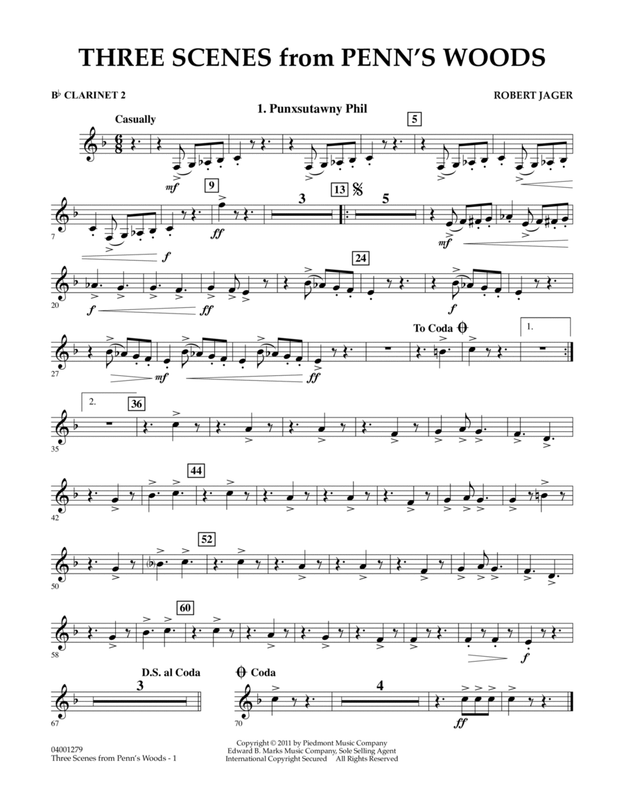 Three Scenes From Penn's Woods - Bb Clarinet 2 Concert Band scores gallery preview page 1
