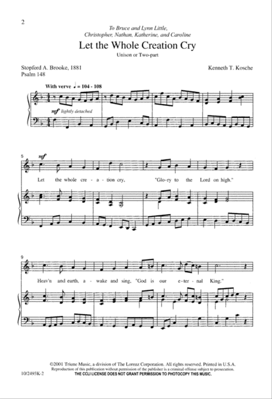 Let the Whole Creation Cry Unison Choir scores gallery preview page 2